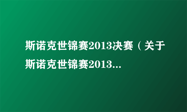 斯诺克世锦赛2013决赛（关于斯诺克世锦赛2013决赛的简介）