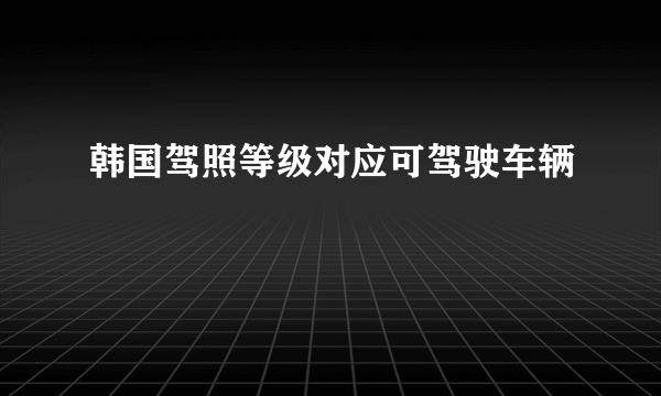 韩国驾照等级对应可驾驶车辆