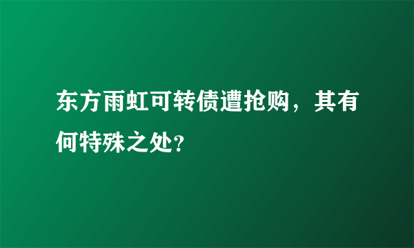 东方雨虹可转债遭抢购，其有何特殊之处？