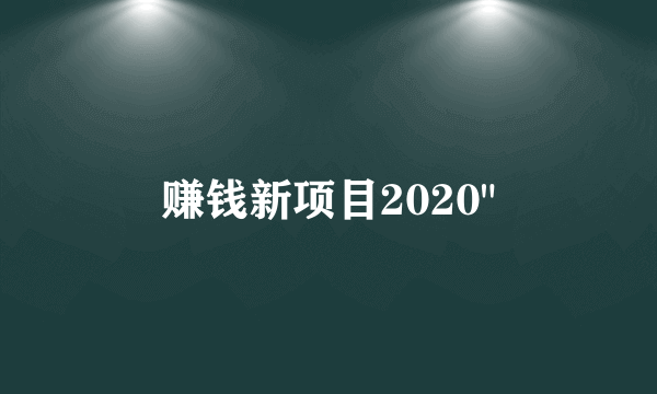 赚钱新项目2020