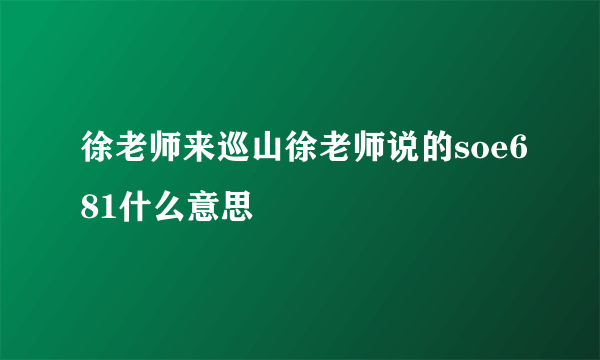 徐老师来巡山徐老师说的soe681什么意思