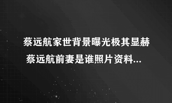 蔡远航家世背景曝光极其显赫 蔡远航前妻是谁照片资料离婚原因