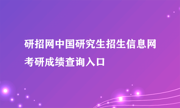 研招网中国研究生招生信息网考研成绩查询入口