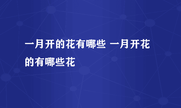 一月开的花有哪些 一月开花的有哪些花