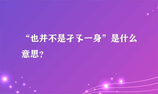 “也并不是孑孓一身”是什么意思？