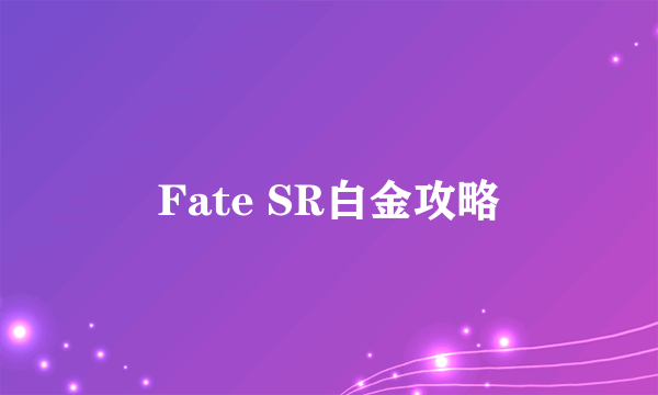 Fate SR白金攻略