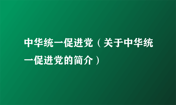 中华统一促进党（关于中华统一促进党的简介）