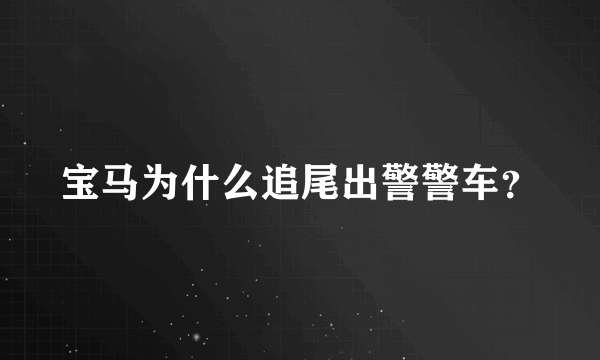 宝马为什么追尾出警警车？