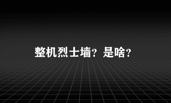 整机烈士墙？是啥？