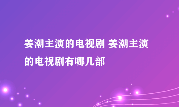 姜潮主演的电视剧 姜潮主演的电视剧有哪几部