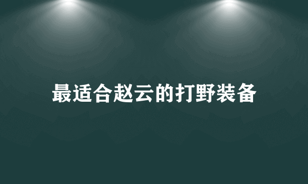 最适合赵云的打野装备