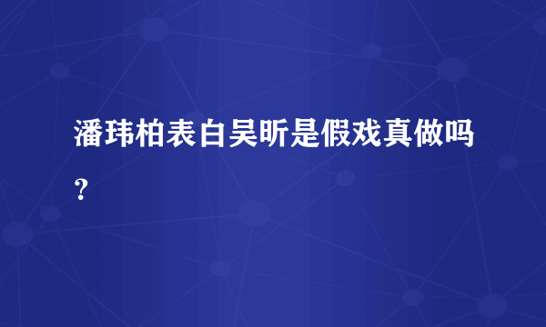 潘玮柏表白吴昕是假戏真做吗？