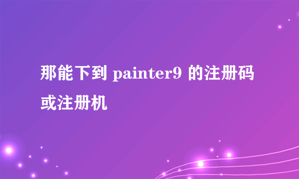 那能下到 painter9 的注册码 或注册机