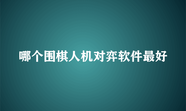 哪个围棋人机对弈软件最好