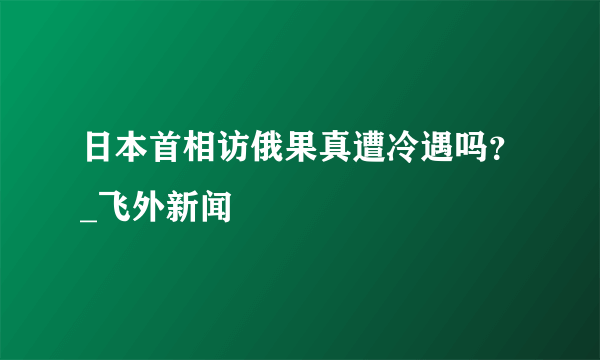 日本首相访俄果真遭冷遇吗？_飞外新闻