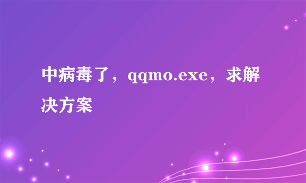 中病毒了，qqmo.exe，求解决方案