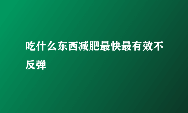 吃什么东西减肥最快最有效不反弹