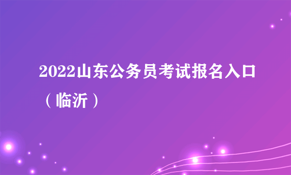 2022山东公务员考试报名入口（临沂）