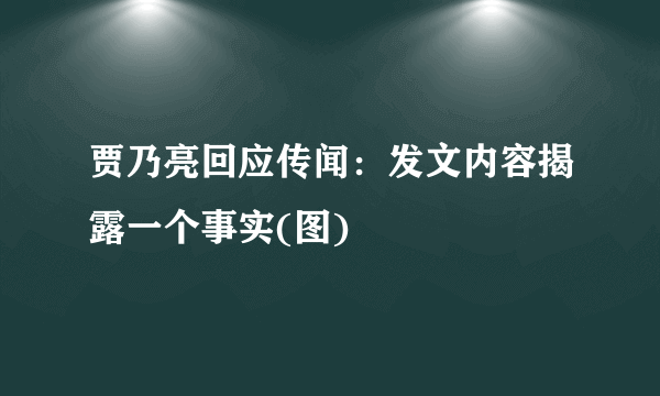 贾乃亮回应传闻：发文内容揭露一个事实(图)