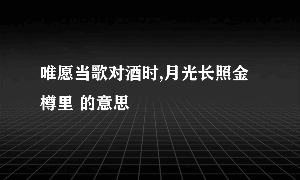 唯愿当歌对酒时,月光长照金樽里 的意思