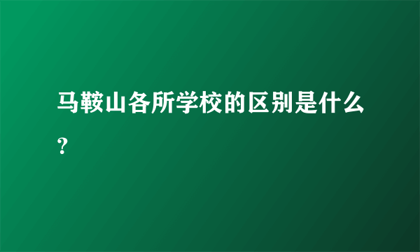 马鞍山各所学校的区别是什么？