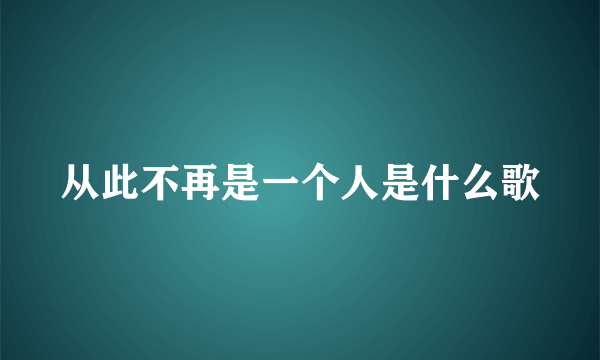 从此不再是一个人是什么歌