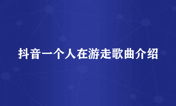 抖音一个人在游走歌曲介绍