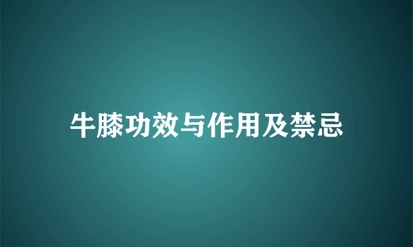 牛膝功效与作用及禁忌