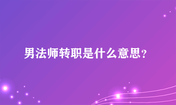 男法师转职是什么意思？