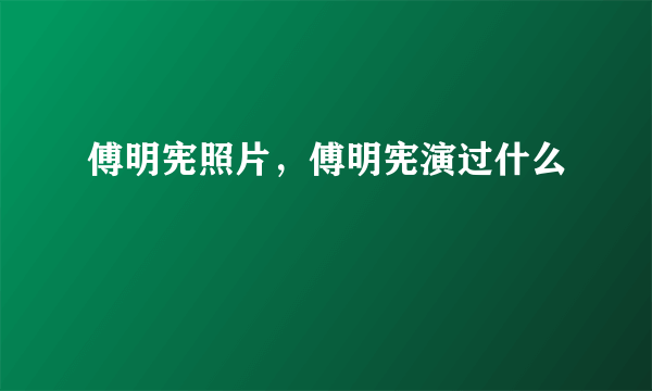 傅明宪照片，傅明宪演过什么