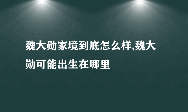 魏大勋家境到底怎么样,魏大勋可能出生在哪里