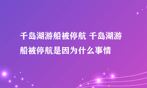 千岛湖游船被停航 千岛湖游船被停航是因为什么事情