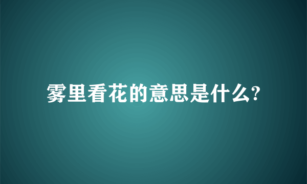 雾里看花的意思是什么?