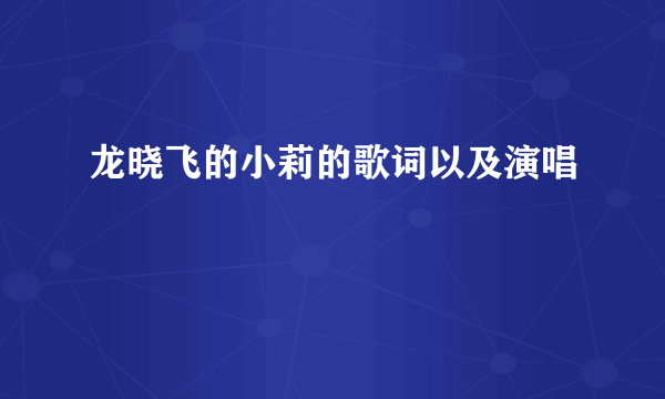 龙晓飞的小莉的歌词以及演唱