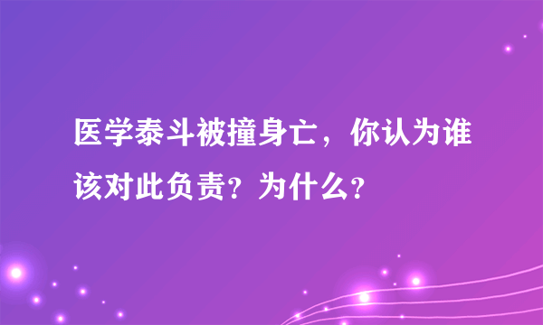 医学泰斗被撞身亡，你认为谁该对此负责？为什么？