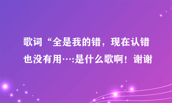 歌词“全是我的错，现在认错也没有用…:是什么歌啊！谢谢