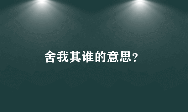 舍我其谁的意思？