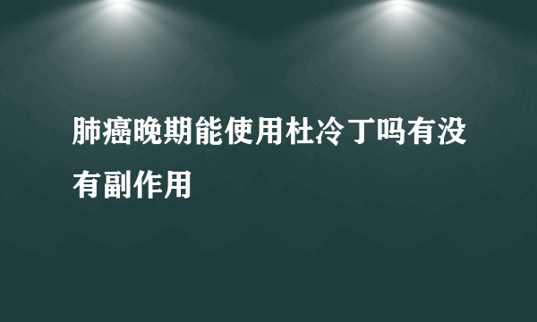 肺癌晚期能使用杜冷丁吗有没有副作用