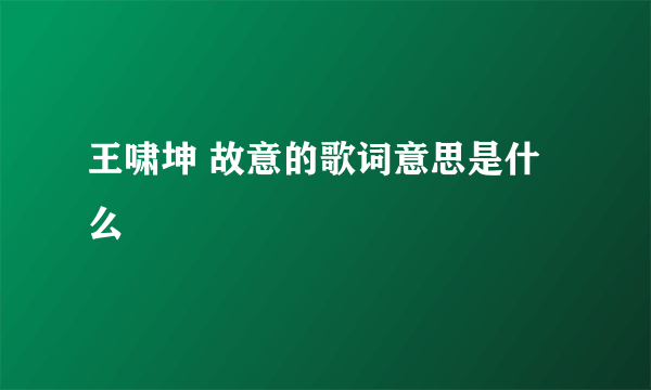 王啸坤 故意的歌词意思是什么