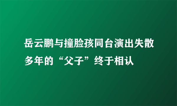 岳云鹏与撞脸孩同台演出失散多年的“父子”终于相认