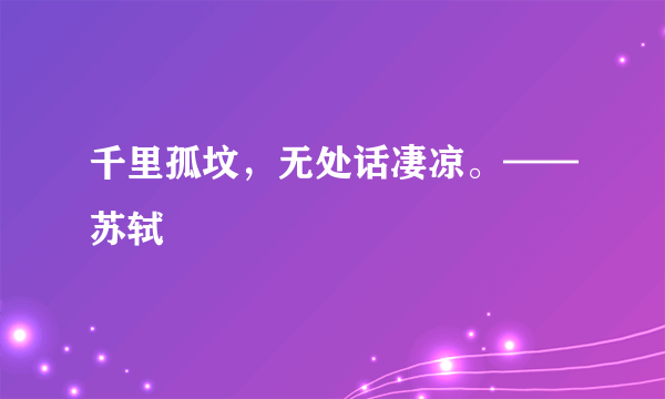 千里孤坟，无处话凄凉。——苏轼