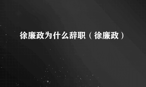 徐廉政为什么辞职（徐廉政）