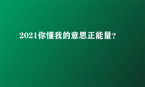 2021你懂我的意思正能量？