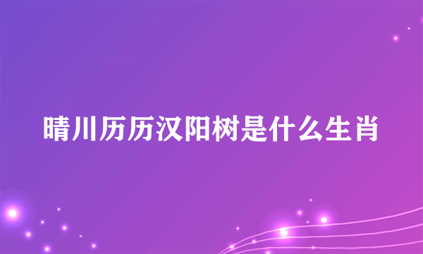 晴川历历汉阳树是什么生肖