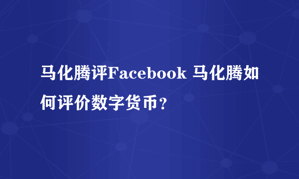 马化腾评Facebook 马化腾如何评价数字货币？