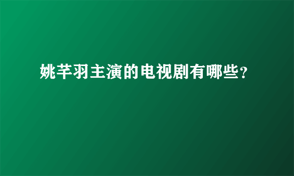 姚芊羽主演的电视剧有哪些？