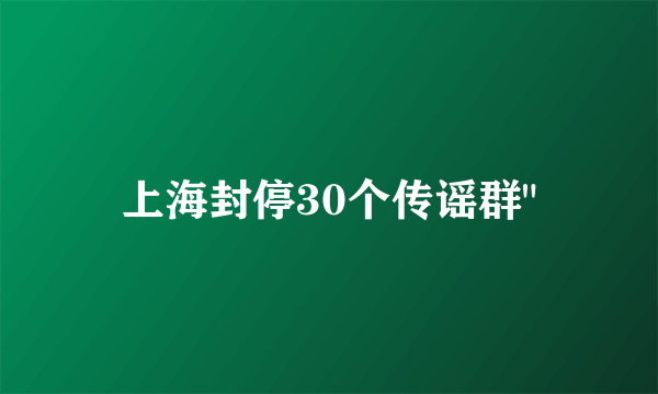 上海封停30个传谣群