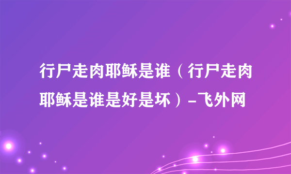 行尸走肉耶稣是谁（行尸走肉耶稣是谁是好是坏）-飞外网