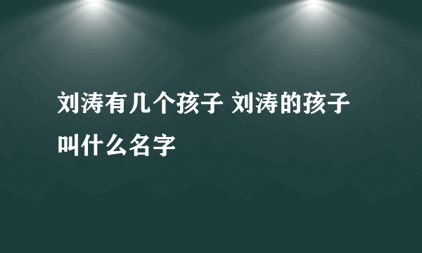 刘涛有几个孩子 刘涛的孩子叫什么名字