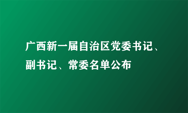 广西新一届自治区党委书记、副书记、常委名单公布